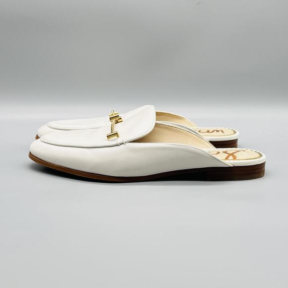 Sam Edelman Shoes Womens 6 White Leather Bit Loafer Mule Slip On Flats Casual - Picture 5 of 11